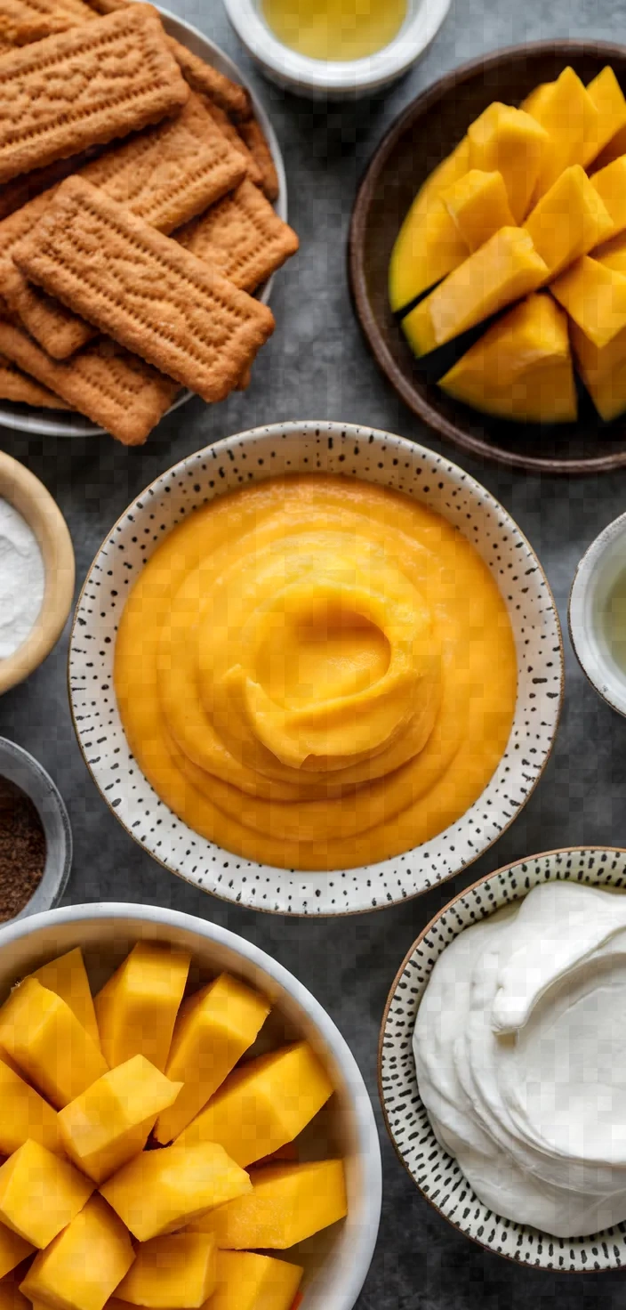 Ingredients photo for No Bake Mango Cheesecake Recipe