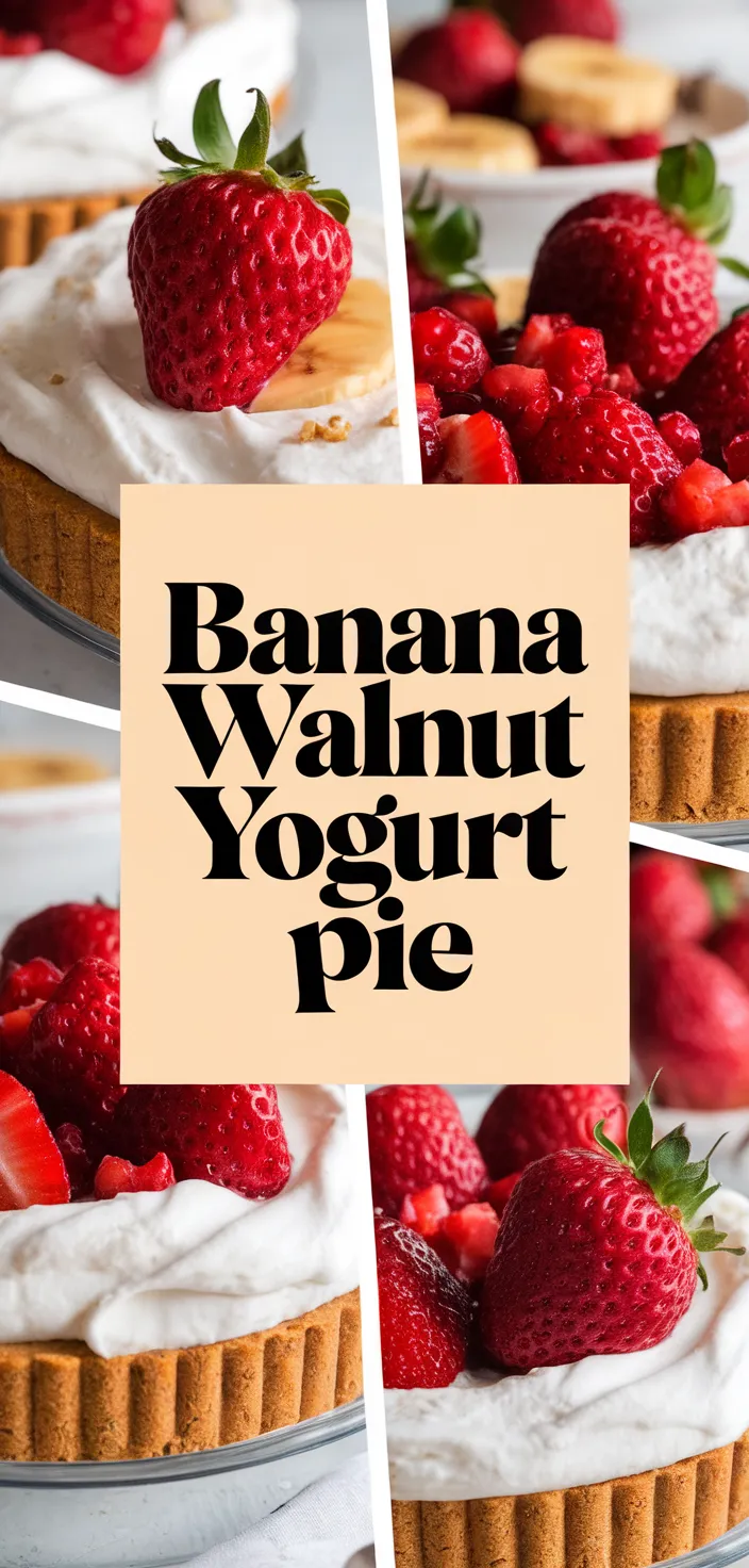 A photo of Banana Walnut Strawberry Yogurt Pie Recipe