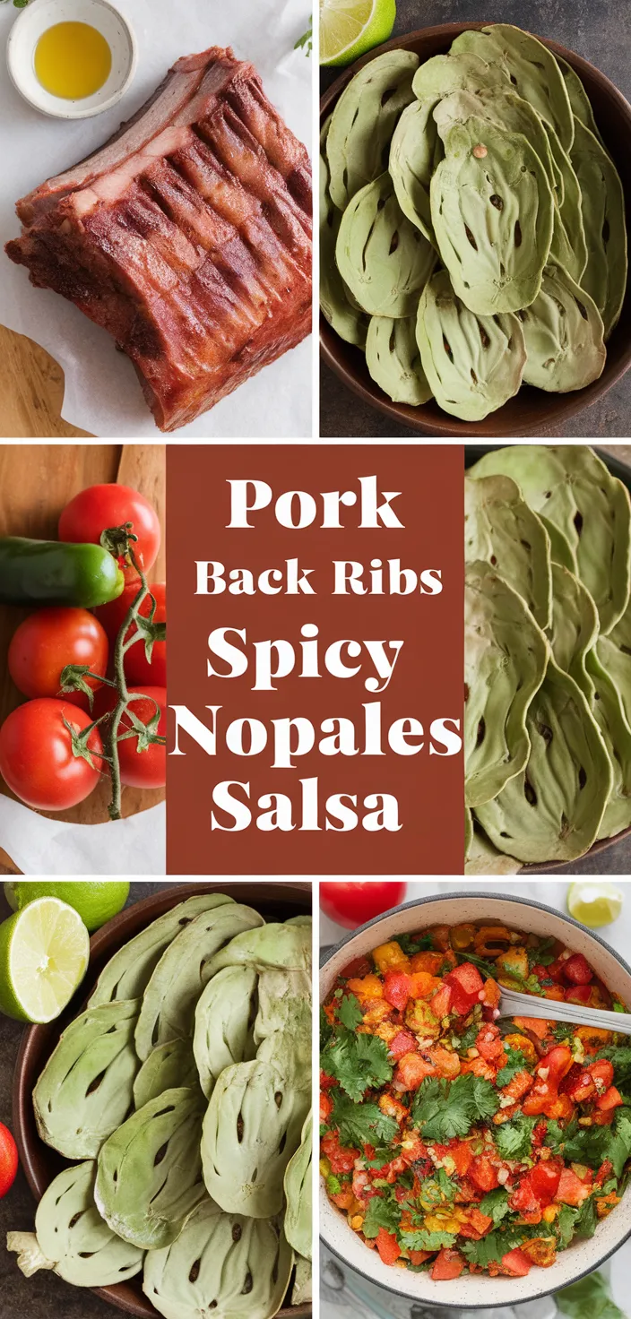 A photo of Pork Back Ribs Spicy Nopales Salsa Recipe