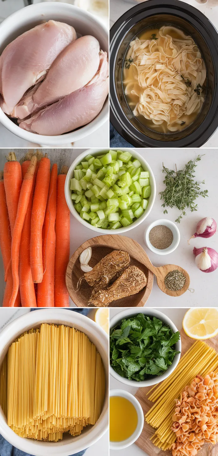 A photo of Slow Cooker Homestyle Chicken Noodle Soup Recipe