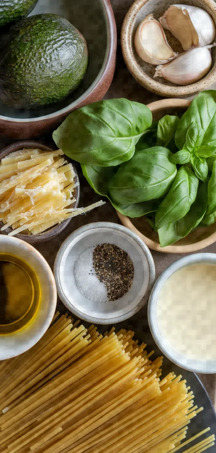 Ingredients photo for Creamy Avocado Alfredo Recipe