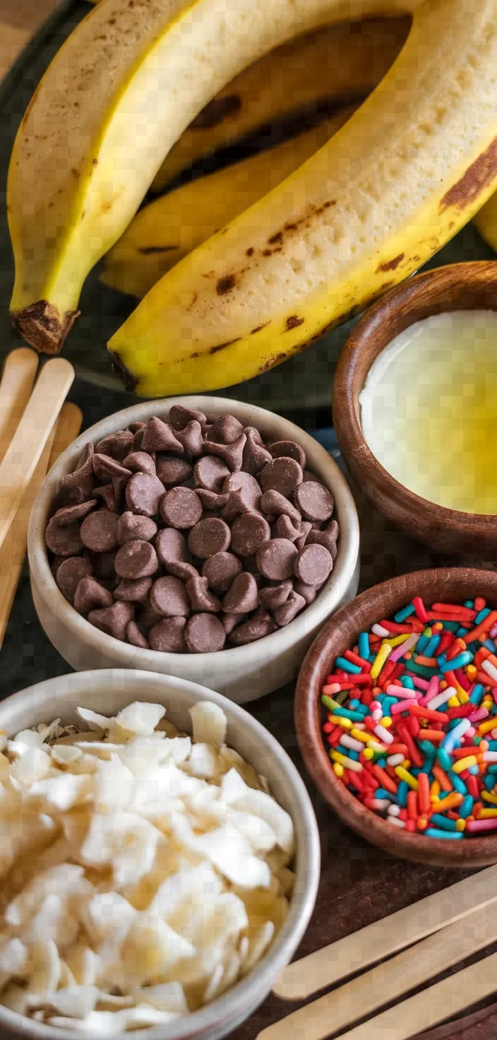 Ingredients photo for Springtime Frozen Choco Bananas Recipe