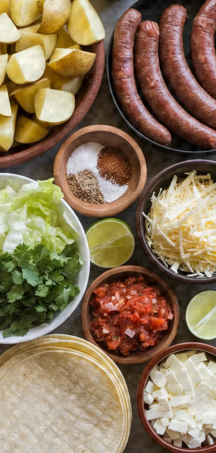 Ingredients photo for Tacos De Papa Con Chorizo Y Salsa Roja Casera Recipe