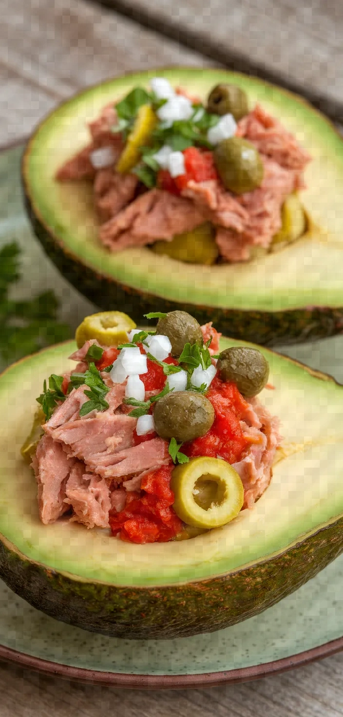 Ingredients photo for Vizcaina Style Tuna Stuffed Avocados Recipe