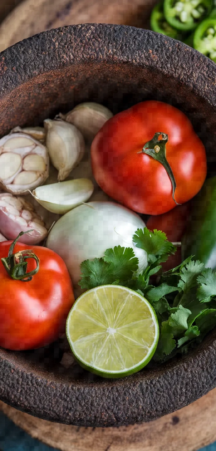 Ingredients photo for Authentic Mexican Molcajete Salsa Recipe Salsa De Molcajete