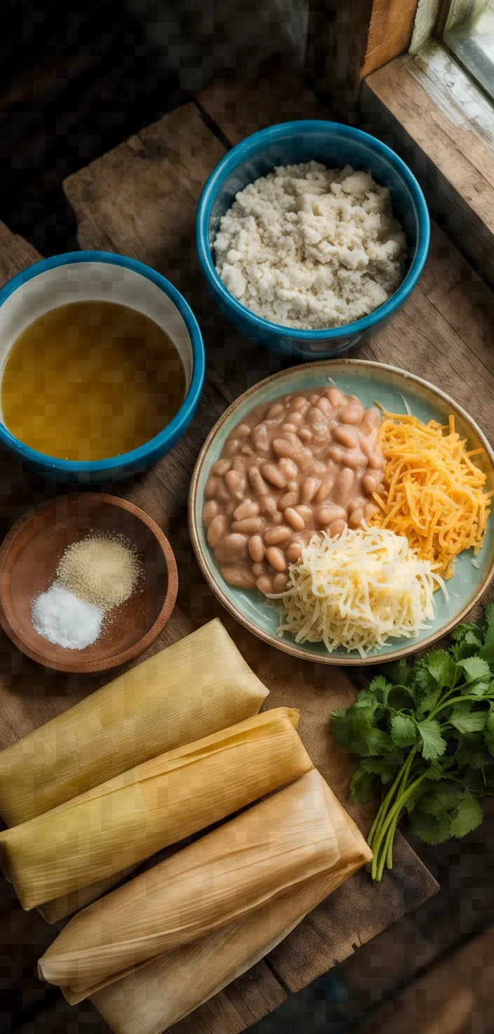 Ingredients photo for Bean And Cheese Tamales Recipe