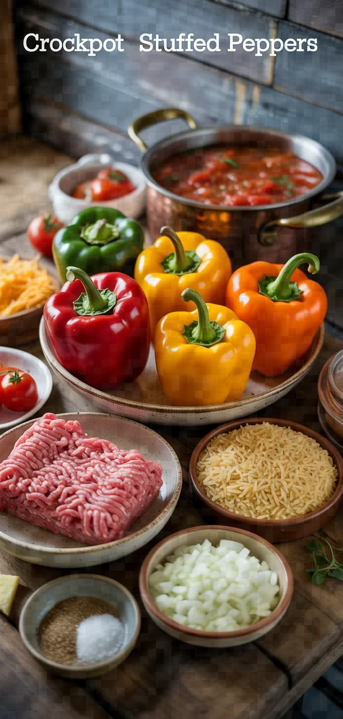 Ingredients photo for Crockpot Stuffed Peppers Recipe