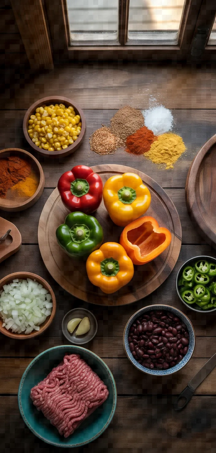 Ingredients photo for Mexican Chipotle Beef Stuffed Peppers Recipe